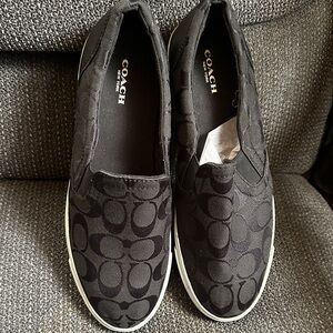 Coach Black Signature Jacquard Slip-On Sneakers
